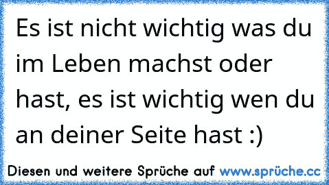 Es ist nicht wichtig was du im Leben machst oder hast, es ist wichtig wen du an deiner Seite hast :) ♥