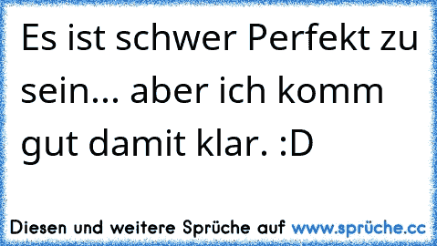 Es ist schwer Perfekt zu sein... aber ich komm gut damit klar. :D