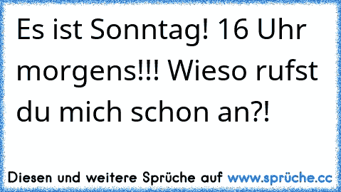 Es ist Sonntag! 16 Uhr morgens!!! Wieso rufst du mich schon an?!