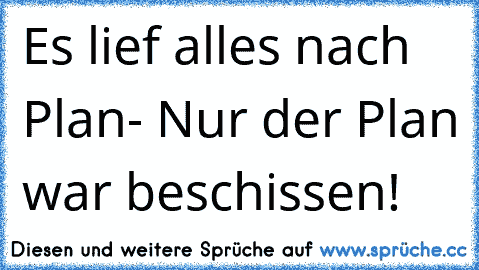 Es lief alles nach Plan- Nur der Plan war beschissen!