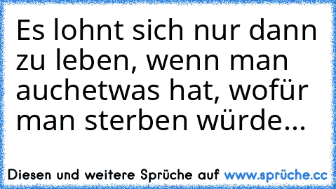 Es lohnt sich nur dann zu leben, wenn man auch
etwas hat, wofür man sterben würde...