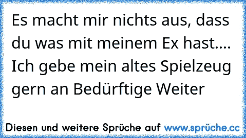 Es macht mir nichts aus, dass du was mit meinem Ex hast.... Ich gebe mein altes Spielzeug gern an Bedürftige Weiter