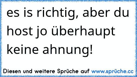 es is richtig, aber du host jo überhaupt keine ahnung!