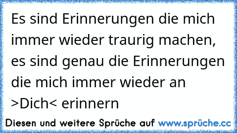 Es sind Erinnerungen die mich immer wieder traurig machen, es sind genau die Erinnerungen die mich immer wieder an >Dich< erinnern 