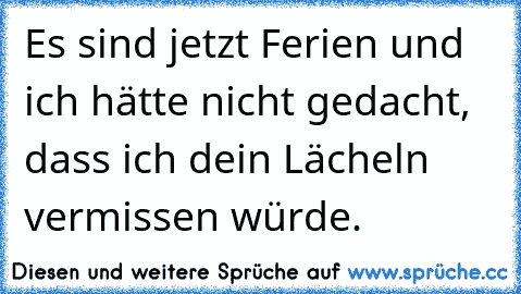 Es sind jetzt Ferien und ich hätte nicht gedacht, dass ich dein Lächeln vermissen würde. ♥