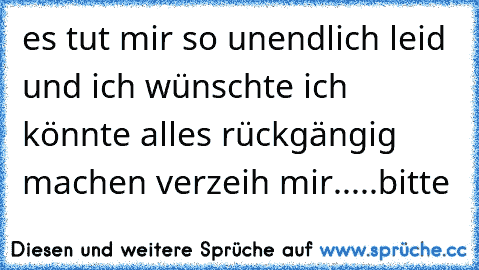 es tut mir so unendlich leid und ich wünschte ich könnte alles rückgängig machen verzeih mir.....bitte