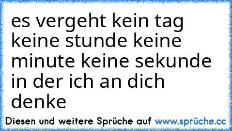 es vergeht kein tag keine stunde keine minute keine sekunde in der ich an dich denke