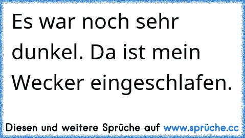 Es war noch sehr dunkel. Da ist mein Wecker eingeschlafen.