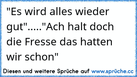 "Es wird alles wieder gut"....."Ach halt doch die Fresse das hatten wir schon"