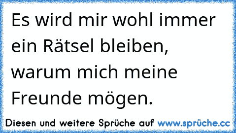 Es wird mir wohl immer ein Rätsel bleiben, warum mich meine Freunde mögen.