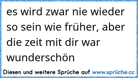 es wird zwar nie wieder so sein wie früher, aber die zeit mit dir war wunderschön 