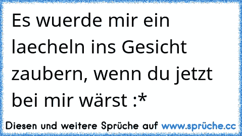 Es wuerde mir ein laecheln ins Gesicht zaubern, wenn du jetzt bei mir wärst :*