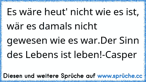 Es wäre heut' nicht wie es ist, wär es damals nicht gewesen wie es war.
Der Sinn des Lebens ist leben!
-Casper ♥