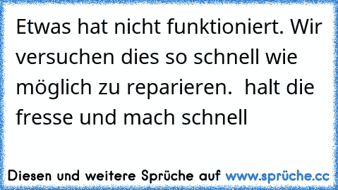 Etwas hat nicht funktioniert. Wir versuchen dies so schnell wie möglich zu reparieren.  halt die fresse und mach schnell