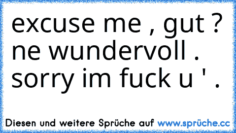 excuse me , gut ? ne wundervoll . sorry im fuck u ' .