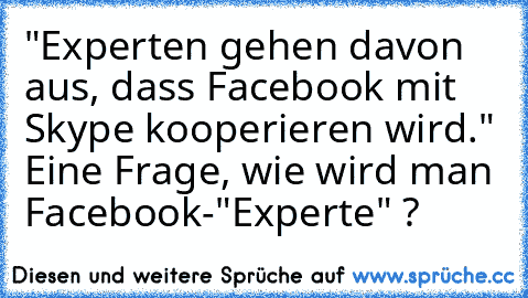 "Experten gehen davon aus, dass Facebook mit Skype kooperieren wird." Eine Frage, wie wird man Facebook-"Experte" ?