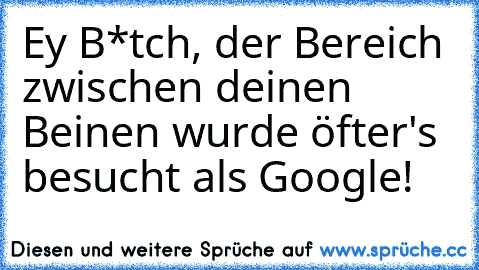 Ey B*tch, der Bereich zwischen deinen Beinen wurde öfter's besucht als Google!