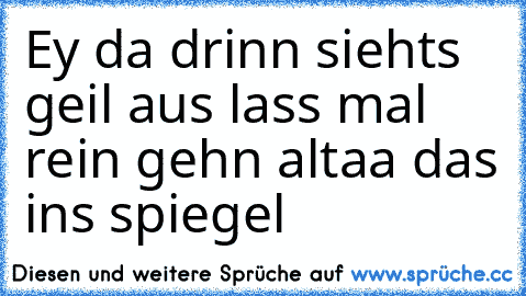 Ey da drinn siehts geil aus lass mal rein gehn altaa das ins spiegel