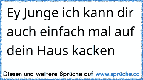 Ey Junge ich kann dir auch einfach mal auf dein Haus kacken