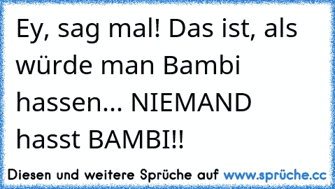 Ey, sag mal! Das ist, als würde man Bambi hassen... NIEMAND hasst BAMBI!!