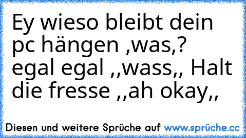 Ey wieso bleibt dein pc hängen ,was,? egal egal ,,wass,, Halt die fresse ,,ah okay,,