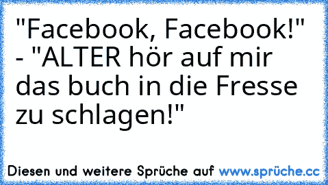 "Facebook, Facebook!" - "ALTER hör auf mir das buch in die Fresse zu schlagen!"