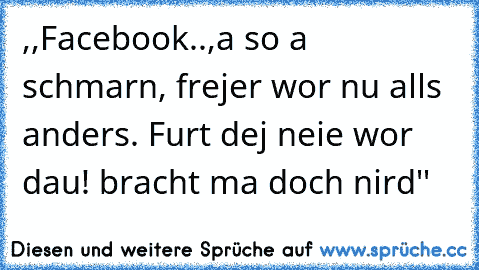 ,,Facebook..,a so a schmarn, frejer wor nu alls anders. Furt dej neie wor dau! bracht ma doch nird''