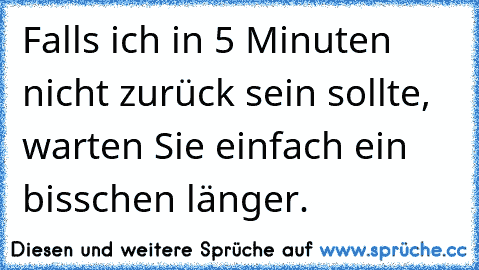 Falls ich in 5 Minuten nicht zurück sein sollte, warten Sie einfach ein bisschen länger.