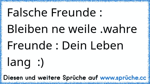 Falsche Freunde : Bleiben ne weile .
wahre Freunde : Dein Leben lang ♥ :)