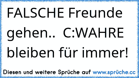 FALSCHE Freunde gehen..  C:
WAHRE bleiben für immer!  ♥