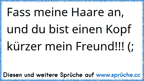 Fass meine Haare an, und du bist einen Kopf kürzer mein Freund!!! (;