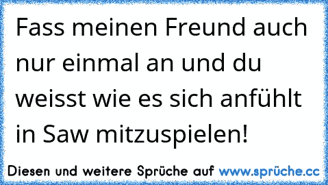 Fass meinen Freund auch nur einmal an und du weisst wie es sich anfühlt in Saw mitzuspielen!