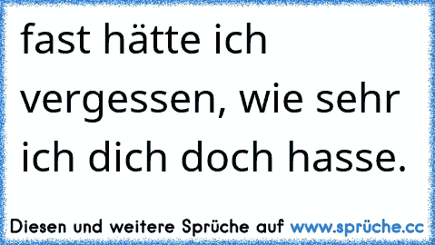 fast hätte ich vergessen, wie sehr ich dich doch hasse.