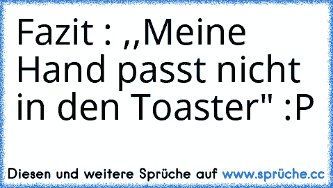 Fazit : ,,Meine Hand passt nicht in den Toaster"
 :P