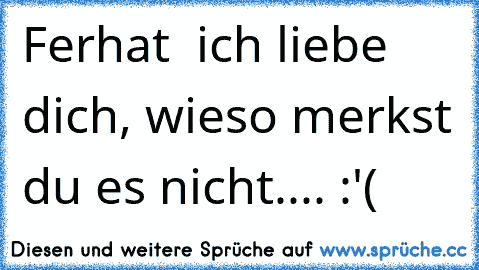 Ferhat ♥ ich liebe dich, wieso merkst du es nicht.... :'(