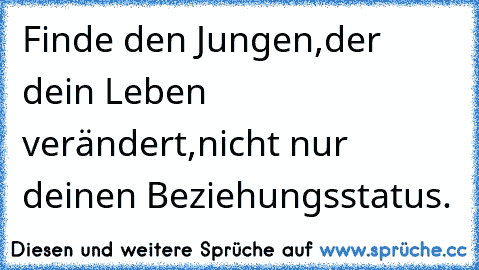 Finde den Jungen,der dein Leben verändert,nicht nur deinen Beziehungsstatus.