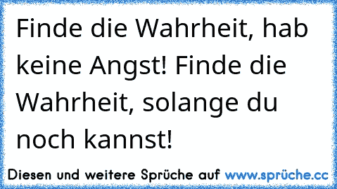 Finde die Wahrheit, hab keine Angst! Finde die Wahrheit, solange du noch kannst!