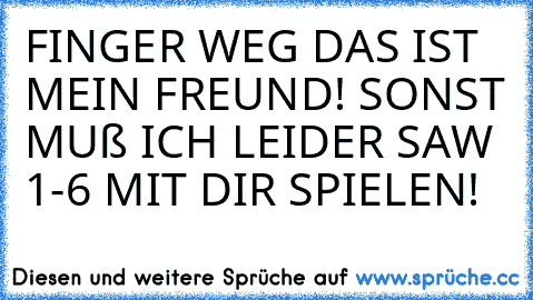 FINGER WEG DAS IST MEIN FREUND! SONST MUß ICH LEIDER SAW 1-6 MIT DIR SPIELEN!