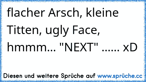 flacher Arsch, kleine Titten, ugly Face, hmmm... "NEXT" ...... xD