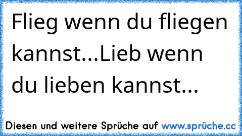 Flieg wenn du fliegen kannst...Lieb wenn du lieben kannst... ♥