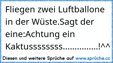 Fliegen zwei Luftballone in der Wüste.Sagt der eine:Achtung ein Kaktussssssss...............!^^