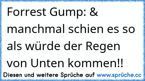 Forrest Gump: & manchmal schien es so als würde der Regen von Unten kommen!!