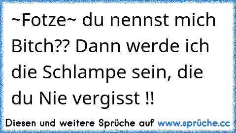 ~Fotze~ du nennst mich Bitch?? Dann werde ich die Schlampe sein, die du Nie vergisst !!