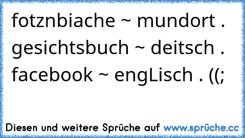 fotznbiache ~ mundort . gesichtsbuch ~ deitsch . facebook ~ engLisch . ((;