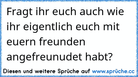 Fragt ihr euch auch wie ihr eigentlich euch mit euern freunden angefreunudet habt?