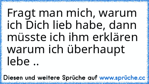 Fragt man mich, warum ich Dich lieb habe, dann müsste ich ihm erklären warum ich überhaupt lebe .. ♥