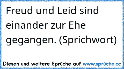 Freud und Leid sind einander zur Ehe gegangen. (Sprichwort)