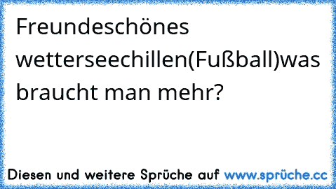 Freunde
schönes wetter
see
chillen
(Fußball)
was braucht man mehr?