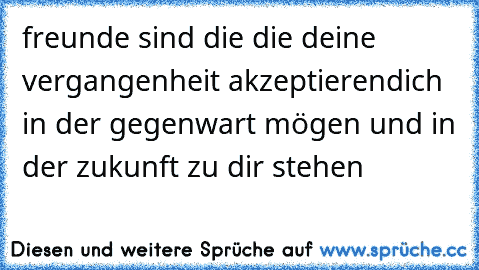 freunde sind die die deine vergangenheit akzeptierendich in der gegenwart mögen und in der zukunft zu dir stehen