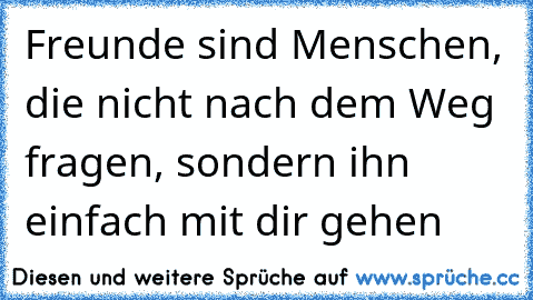 Freunde sind Menschen, die nicht nach dem Weg fragen, sondern ihn einfach mit dir gehen ♥